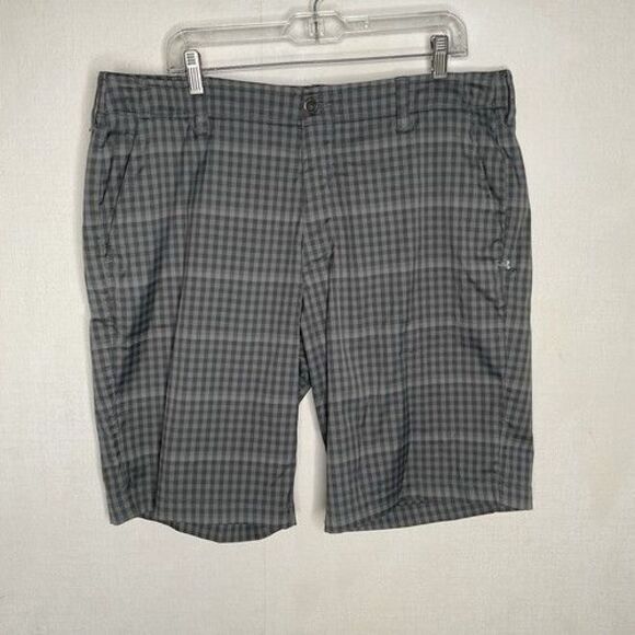 Under Armour Gray Plaid Stretch Pockets Flat Front Shorts Men Size 40 X 11 - Picture 7 of 9